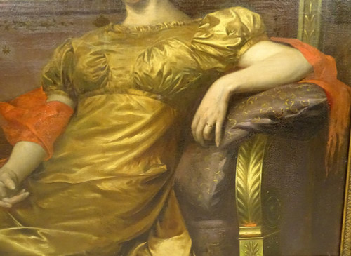 Großes HST Gemälde Porträt Frau Empire G. Meyer Goldener Rahmen 138x121cm XIX.