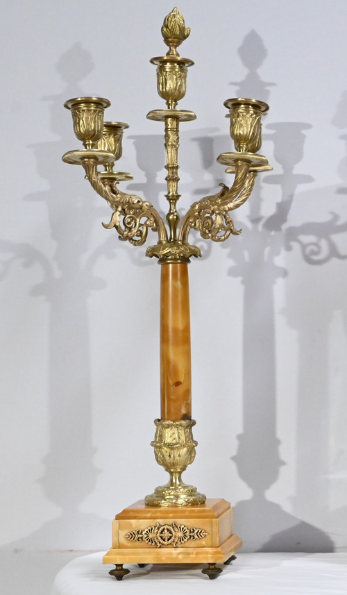 Important Marble and Bronze Mantel Insert, Empire style - 2nd half 19th century