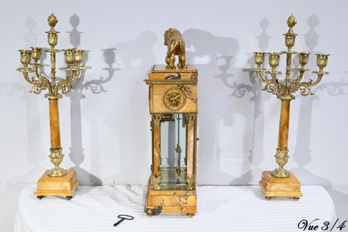 Important Marble and Bronze Mantel Insert, Empire style - 2nd half 19th century