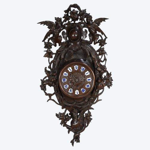 Important Oak clock, Renaissance style - Early 20th century