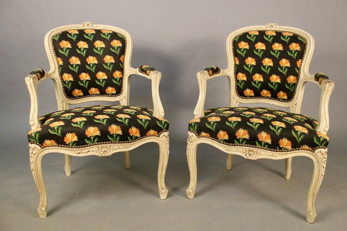 Pair De Fauteuils Cabriolet Style Louis XV