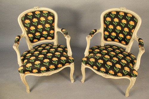 Pair De Fauteuils Cabriolet Style Louis XV