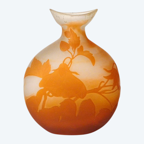 Vaso Gourd Pâte de Verre Emile Gallé Fiori Bindweed Art Nouveau XIX secolo