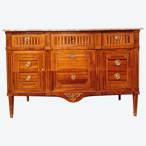 Louis XVI inlaid wood chest of drawers XIX century