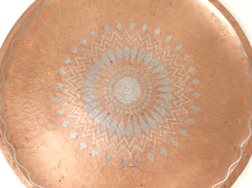 Decorative Dish Claudius Linossier Dinanderie Copper Silver 40cm Art Deco 20th