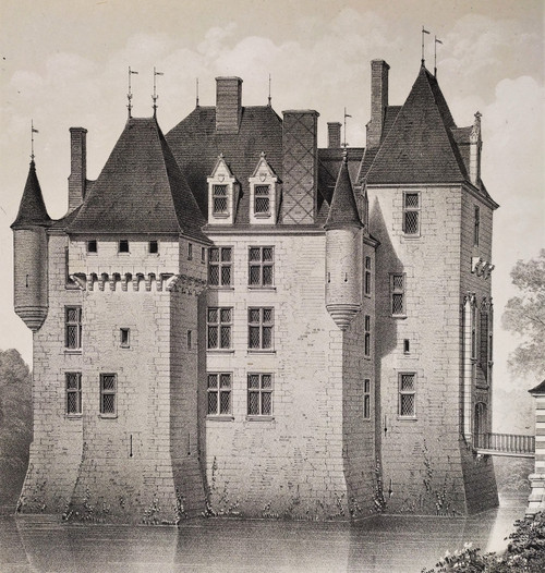 Château d'Avrilly Auvergne Lithographie Par Victor Petit Architecture 