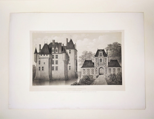 Château d'Avrilly Auvergne Lithographie Par Victor Petit Architecture 