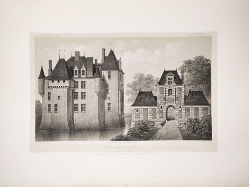 Château d'Avrilly Auvergne Lithographie Par Victor Petit Architecture 