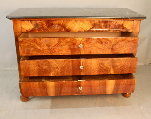 Commode Restauration Ronce De Noyer à Dessus Marbre