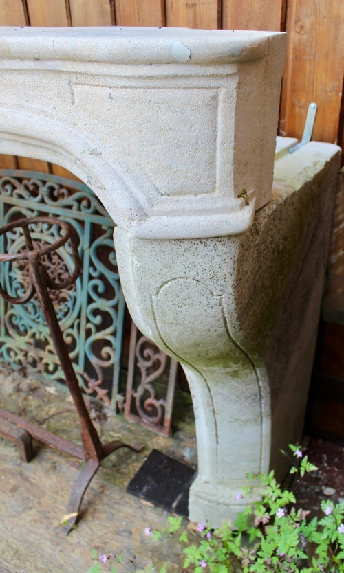 Antique Stone Mantel From Massangis Burgundy