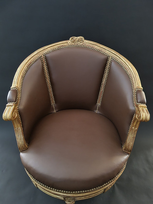 Sulpice BRIZARD, exceptional Louis XVI period stamped swivel armchair.