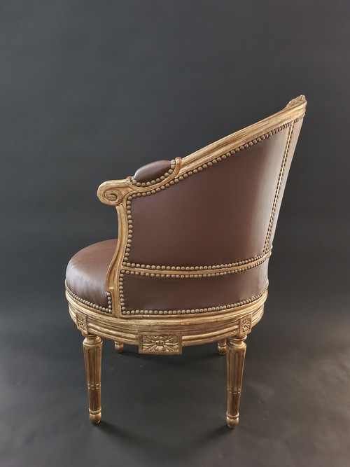 Sulpice BRIZARD, exceptional Louis XVI period stamped swivel armchair.