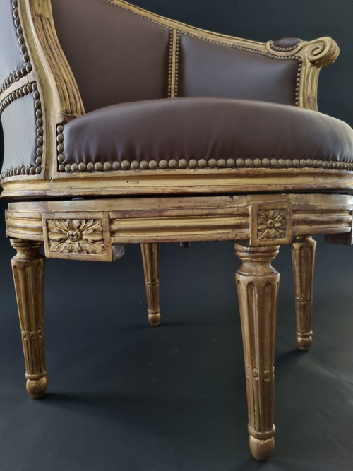 Sulpice BRIZARD, exceptional Louis XVI period stamped swivel armchair.