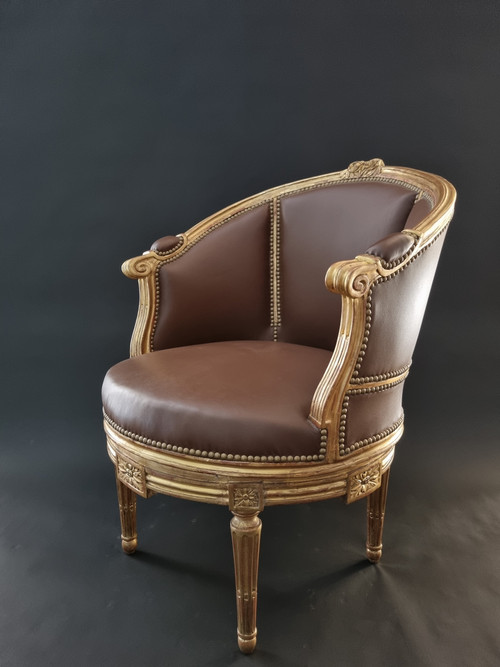 Sulpice BRIZARD, exceptional Louis XVI period stamped swivel armchair.
