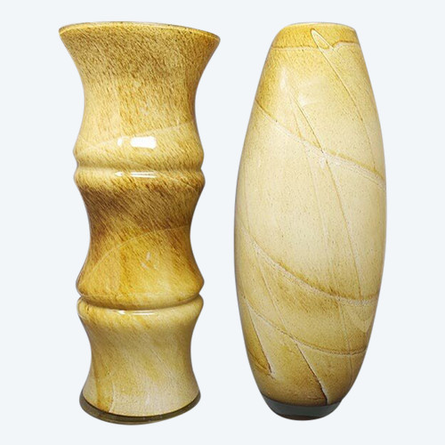 1970 Wunderschönes Paar Vasen aus Muranoglas von Enrico Coveri. Hergestellt in Italien