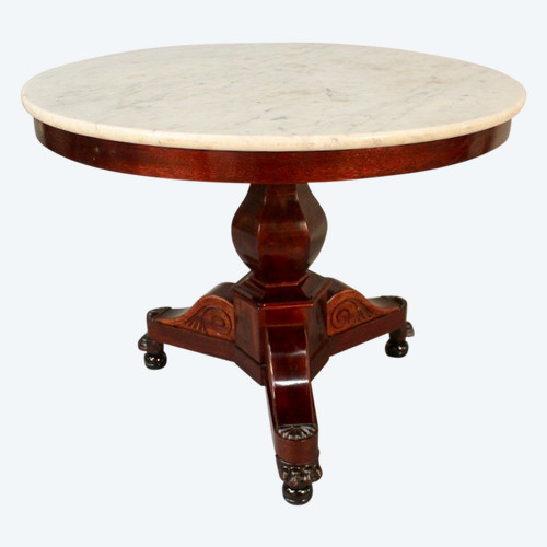 Tavolino del periodo del restauro in gamba treppiede in mogano
