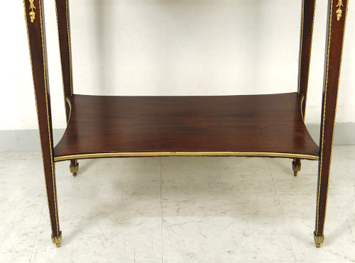 Small Louis XVI Living Room Table Mahogany Marble Gilt Bronze Wedgwood 19th