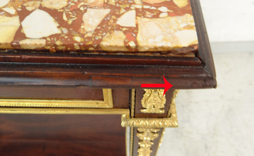Small Louis XVI Living Room Table Mahogany Marble Gilt Bronze Wedgwood 19th