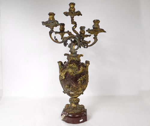 Large candelabra 5 lights bronze morello cherry foliage shells 19th century