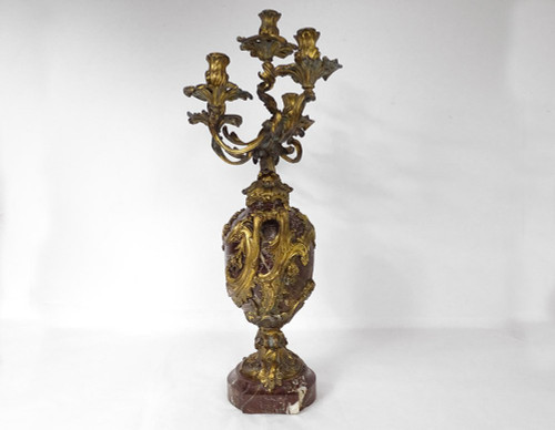 Large candelabra 5 lights bronze morello cherry foliage shells 19th century
