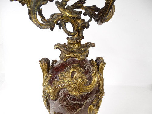 Large candelabra 5 lights bronze morello cherry foliage shells 19th century