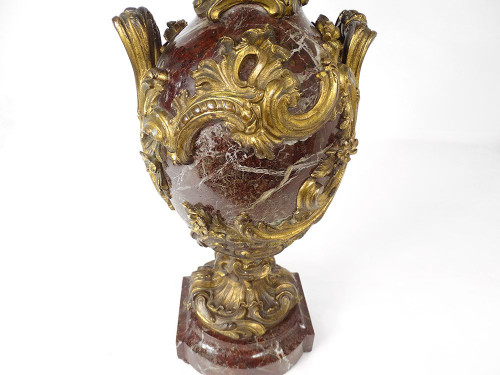 Large candelabra 5 lights bronze morello cherry foliage shells 19th century