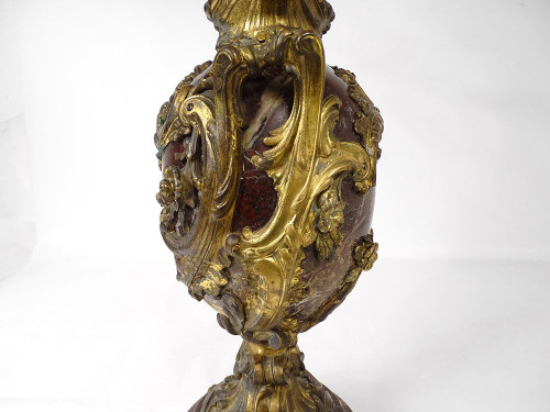 Large candelabra 5 lights bronze morello cherry foliage shells 19th century