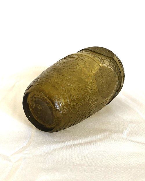 Ancien vase ART DECO en cristal gravé à l'acide signé MONTJOYE 21 cm Legras