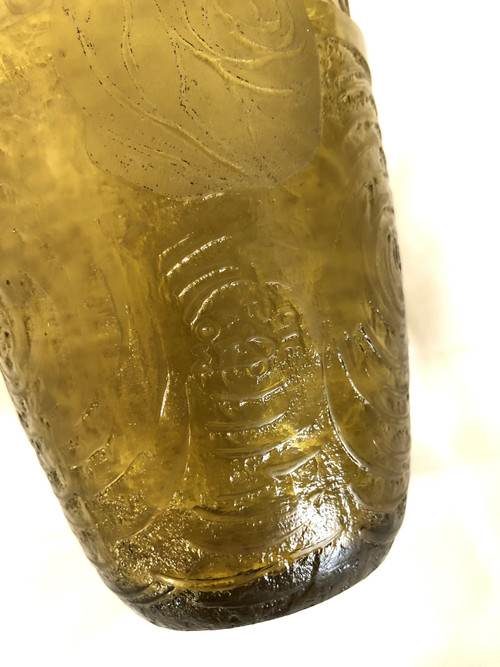 Ancien vase ART DECO en cristal gravé à l'acide signé MONTJOYE 21 cm Legras