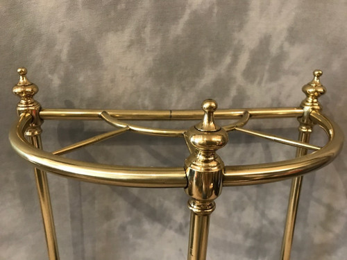 Porte parapluies ancien en laiton poli et vernis d'époque 19 ème 