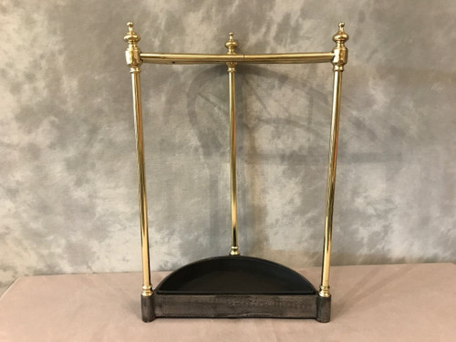 Porte parapluies ancien en laiton poli et vernis d'époque 19 ème 