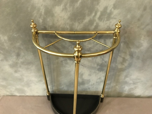 Porte parapluies ancien en laiton poli et vernis d'époque 19 ème 