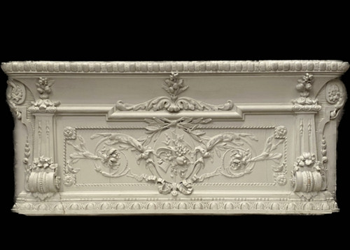 Decorative panel or door top in wood and patinated stucco 19th century