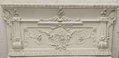 Decorative panel or door top in wood and patinated stucco 19th century