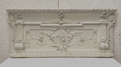 Decorative panel or door top in wood and patinated stucco 19th century