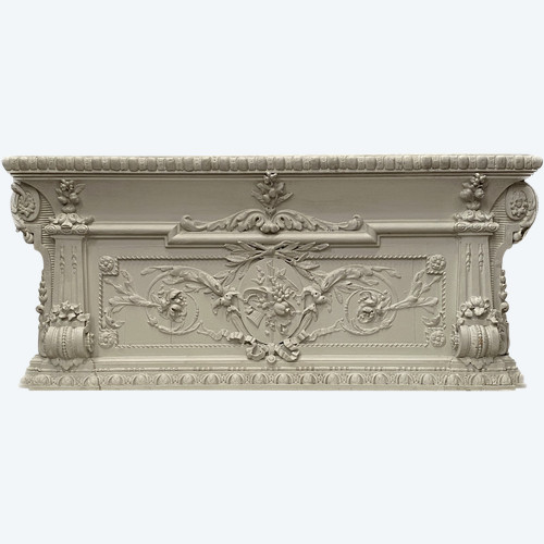 Decorative panel or door top in wood and patinated stucco 19th century