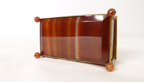Small three-compartment box agate gilt brass Restoration 19th century
