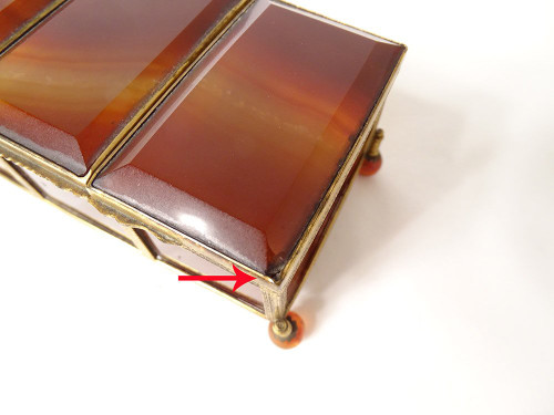 Small three-compartment box agate gilt brass Restoration 19th century