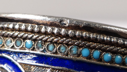 Russian Sterling Silver Napkin Ring Cloisonné Enamel Moscow 67.48gr 19th Century