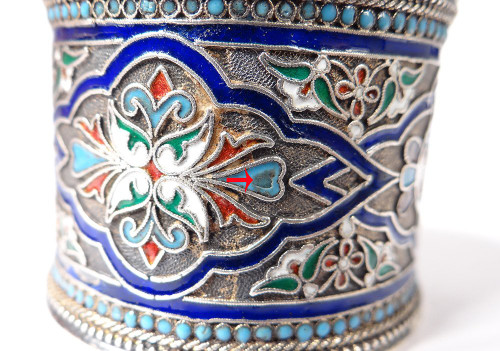 Russian Sterling Silver Napkin Ring Cloisonné Enamel Moscow 67.48gr 19th Century