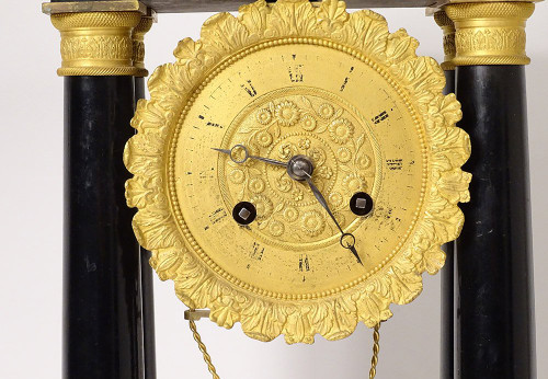 Column clock Angelot Escarpolette Farcot Wood Bronze Napoleon III 19th century