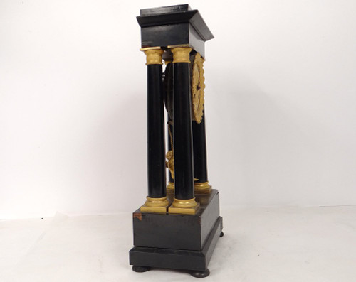 Column clock Angelot Escarpolette Farcot Wood Bronze Napoleon III 19th century