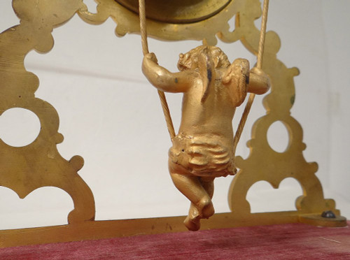 Skelett-Pendeluhr Bronze vergoldet Uhrwerk Farcot Amour Balancelle NapIII XIXè