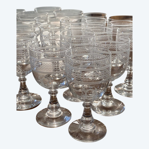Baccarat-Service 1900-1910 mit Monogramm 36 Gläser