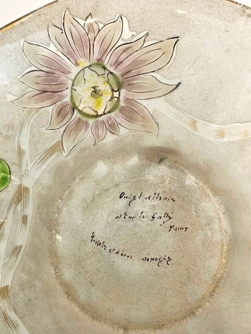Emile Gallé Jugendstilschale „mit Dahlien“