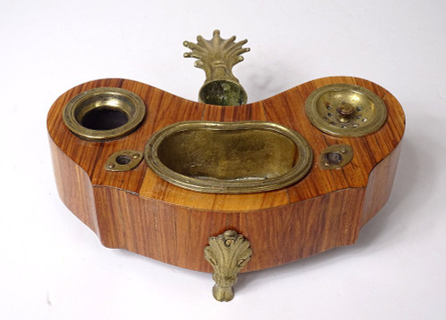 Encrier Louis XV Rognon Bois de Rose Bronze Bougeoir XVIIIème Siècle