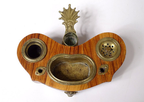 Encrier Louis XV Rognon Bois de Rose Bronze Bougeoir XVIIIème Siècle