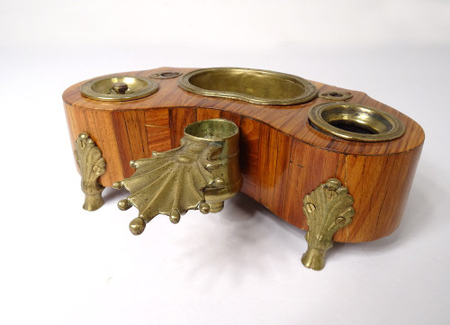 Encrier Louis XV Rognon Bois de Rose Bronze Bougeoir XVIIIème Siècle