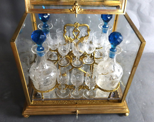 Cantina per liquori in bronzo e vetro, periodo Napoleone III