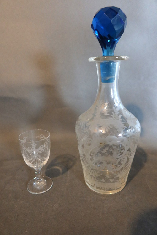 Cantina per liquori in bronzo e vetro, periodo Napoleone III